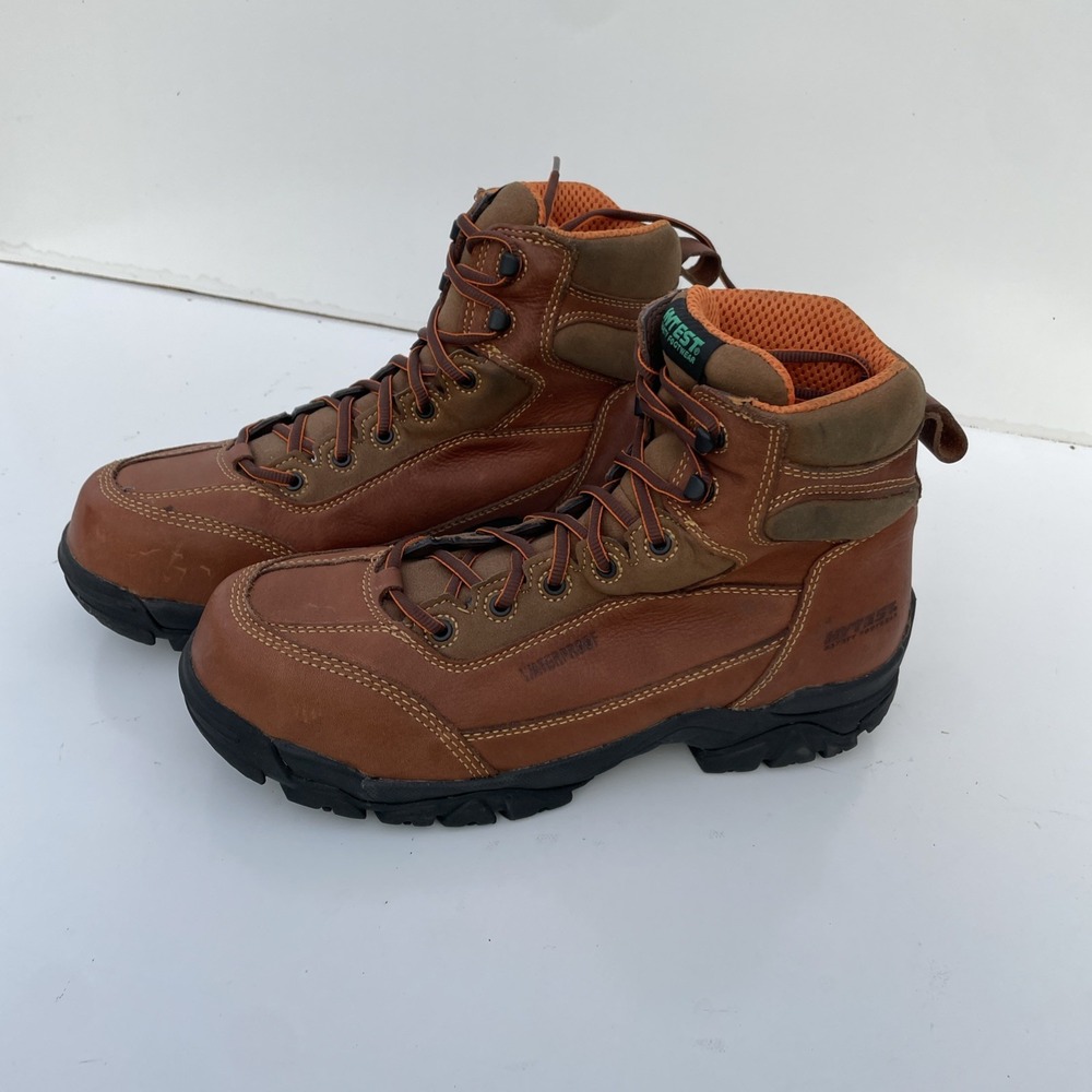 Hytest Men's Waterproof Steel Toed Leather Work Safety Boots Size M11 Brown